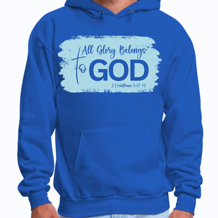 Mens Graphic Hoodie All Glory Belongs to God Light Blue - Unisex | Hoodies