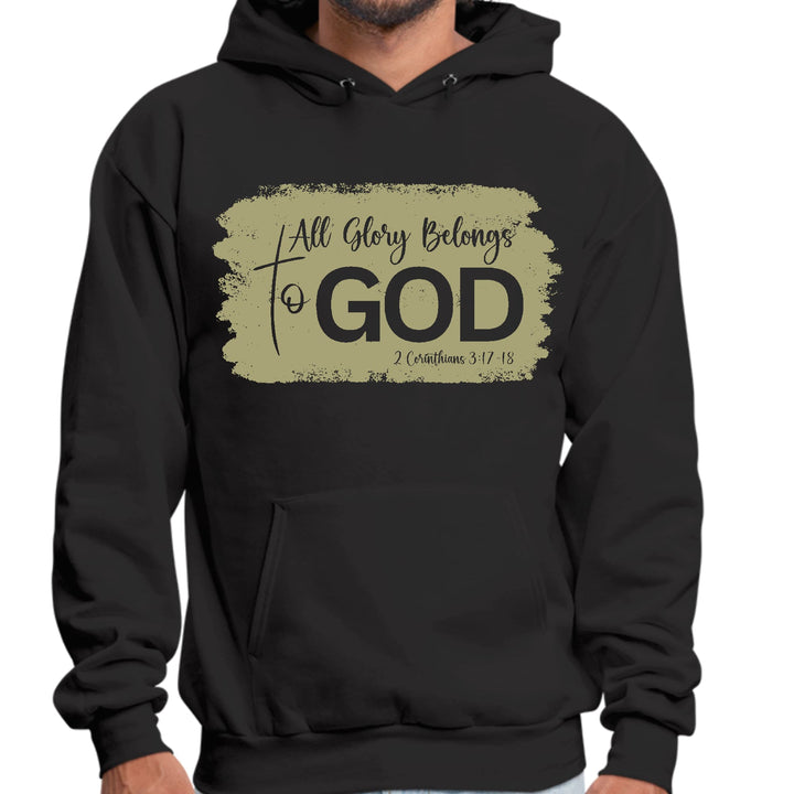 Mens Graphic Hoodie All Glory Belongs to God Olive Green - Unisex | Hoodies