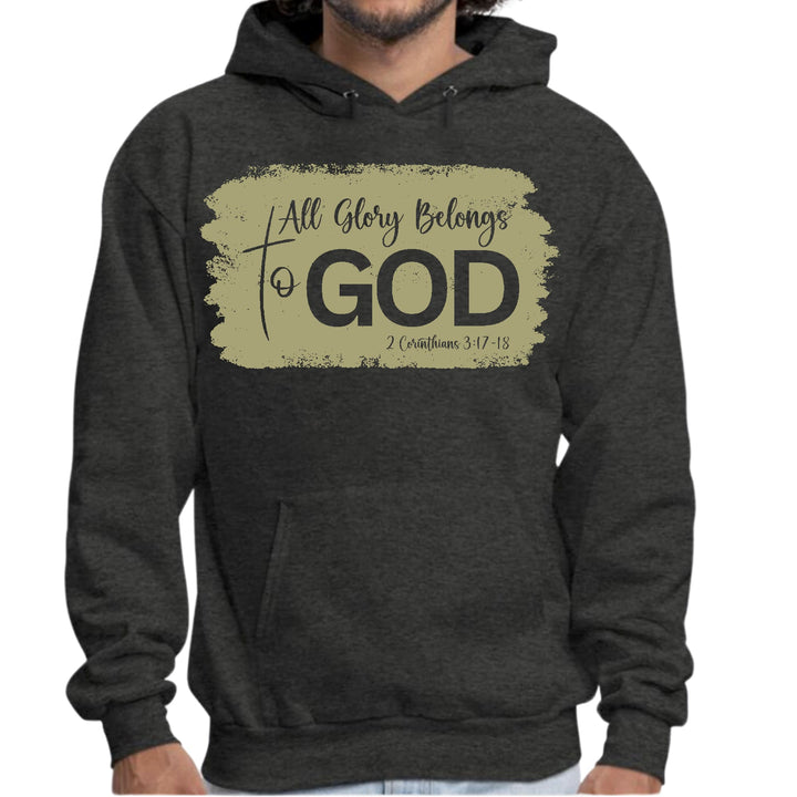 Mens Graphic Hoodie All Glory Belongs to God Olive Green - Unisex | Hoodies