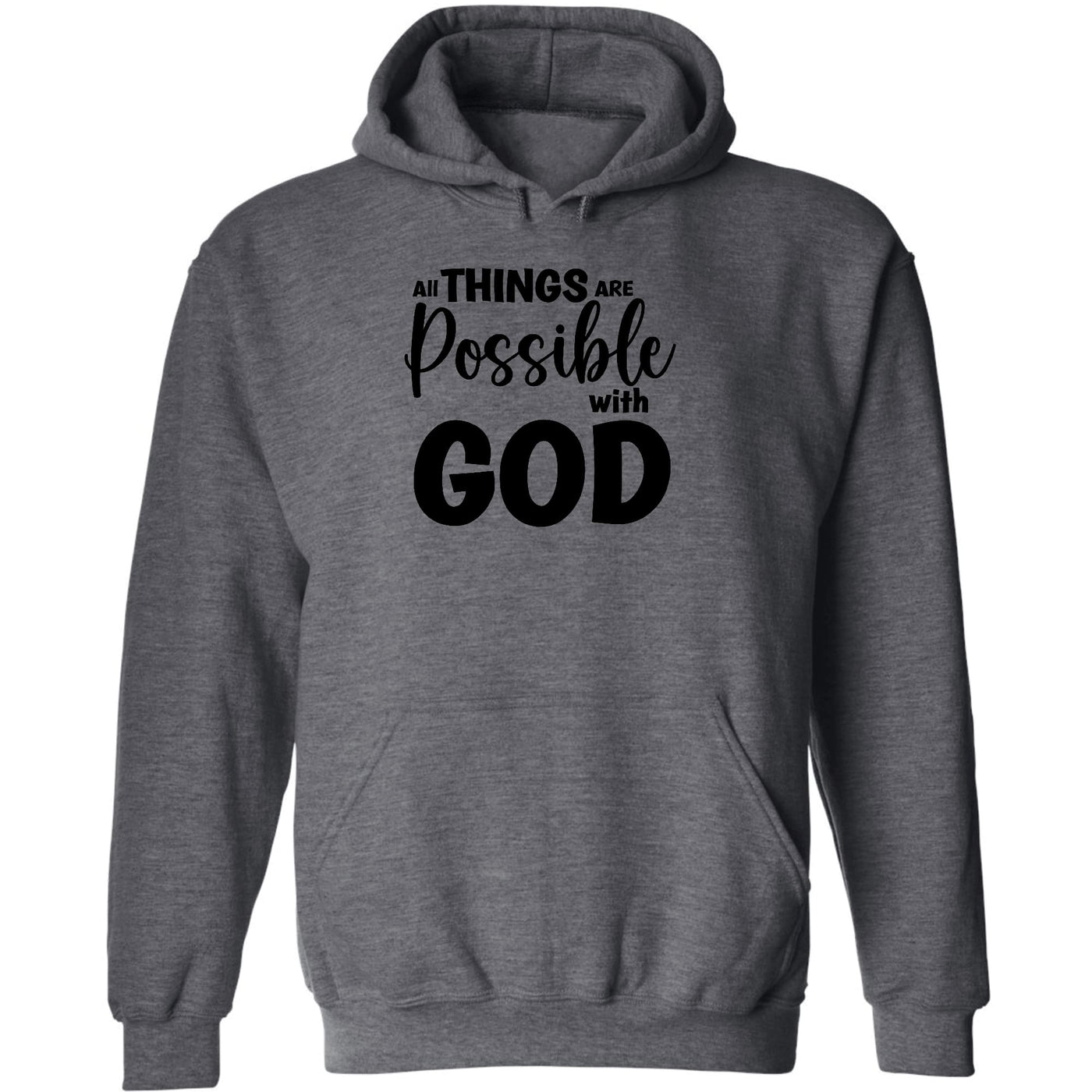 Mens Graphic Hoodie All Things Are Possible With God - Black - Unisex | Hoodies