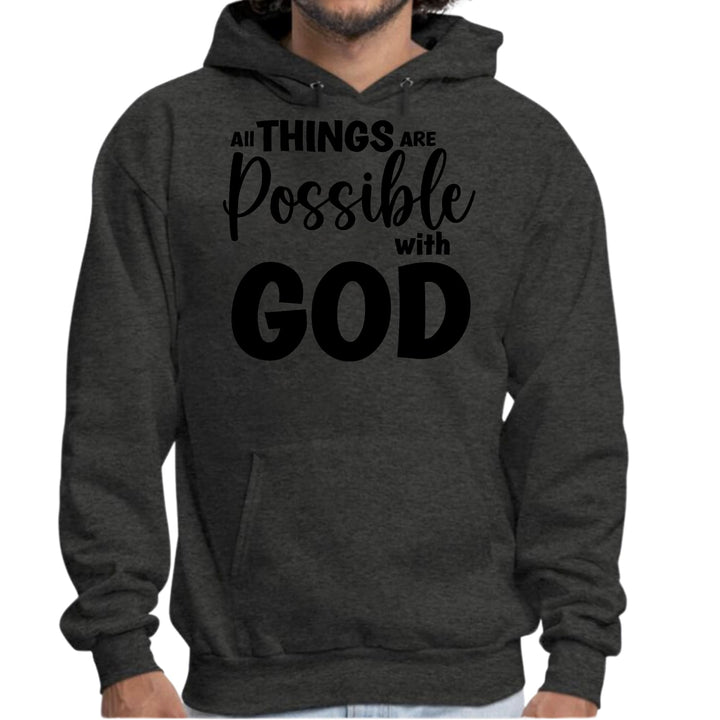 Mens Graphic Hoodie All Things are Possible with God - Black - Unisex | Hoodies