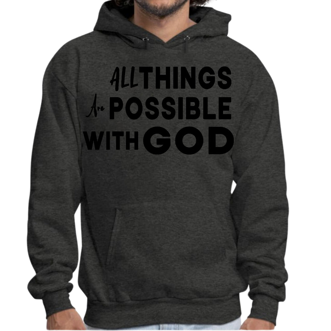 Mens Graphic Hoodie All Things are Possible with God Black - Unisex | Hoodies