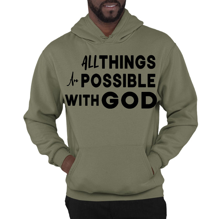 Mens Graphic Hoodie All Things are Possible with God Black - Unisex | Hoodies