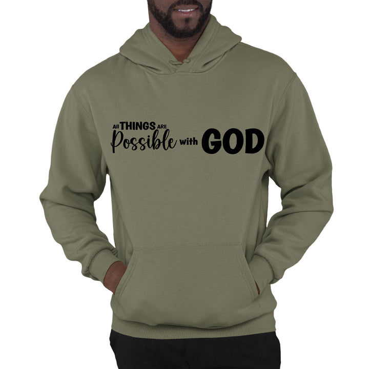 Mens Graphic Hoodie All Things are Possible with God - Black - Unisex | Hoodies