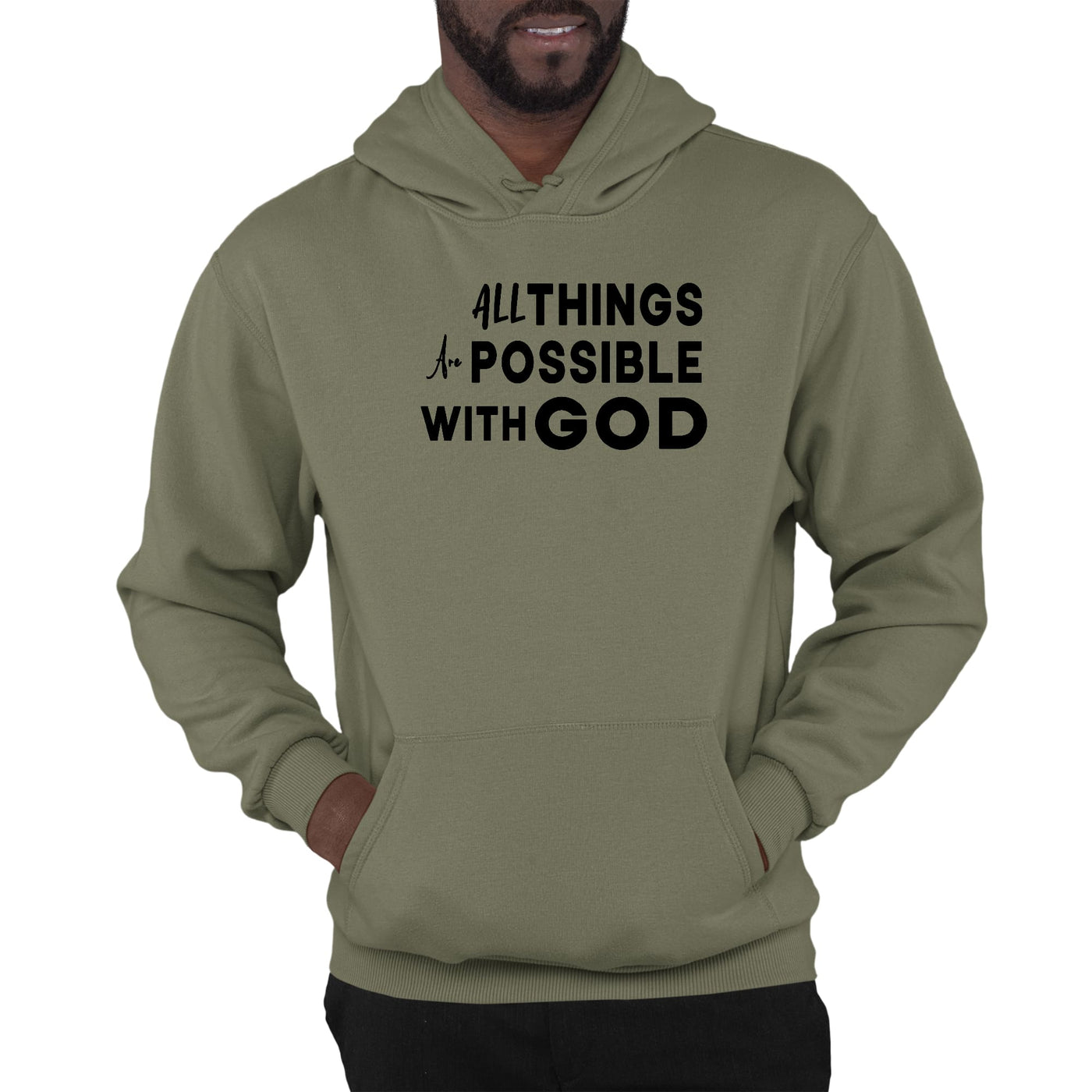 Mens Graphic Hoodie All Things Are Possible With God Black - Unisex | Hoodies
