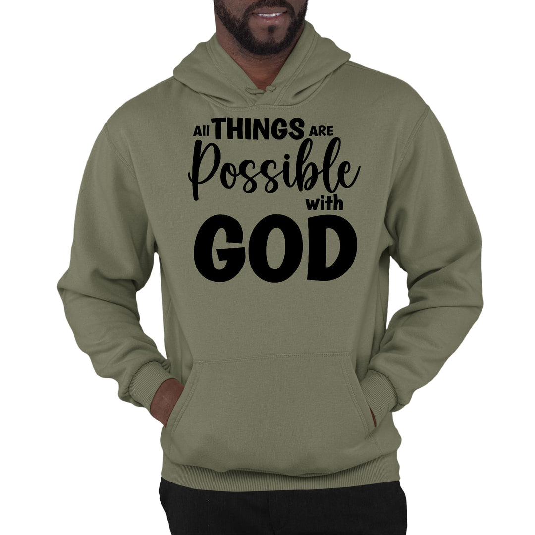 Mens Graphic Hoodie All Things are Possible with God - Black - Unisex | Hoodies