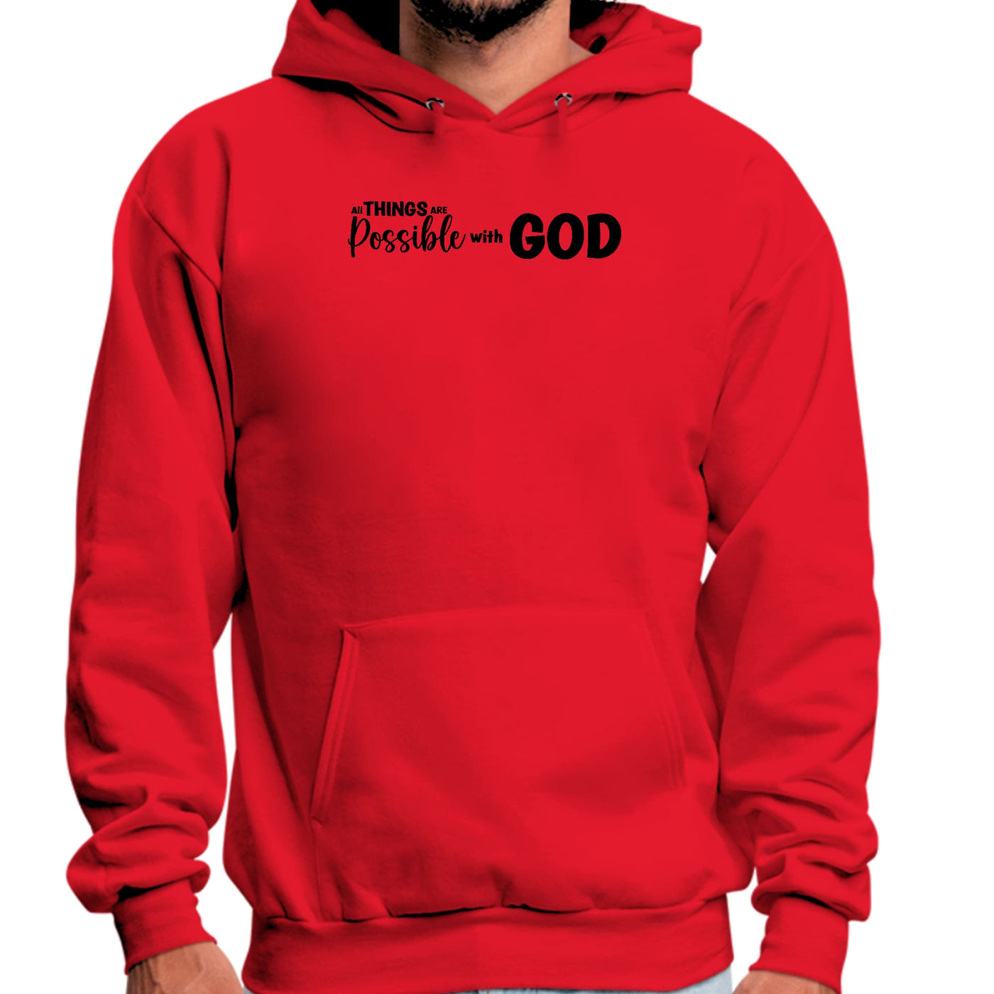 Mens Graphic Hoodie All Things Are Possible With God - Black - Unisex | Hoodies