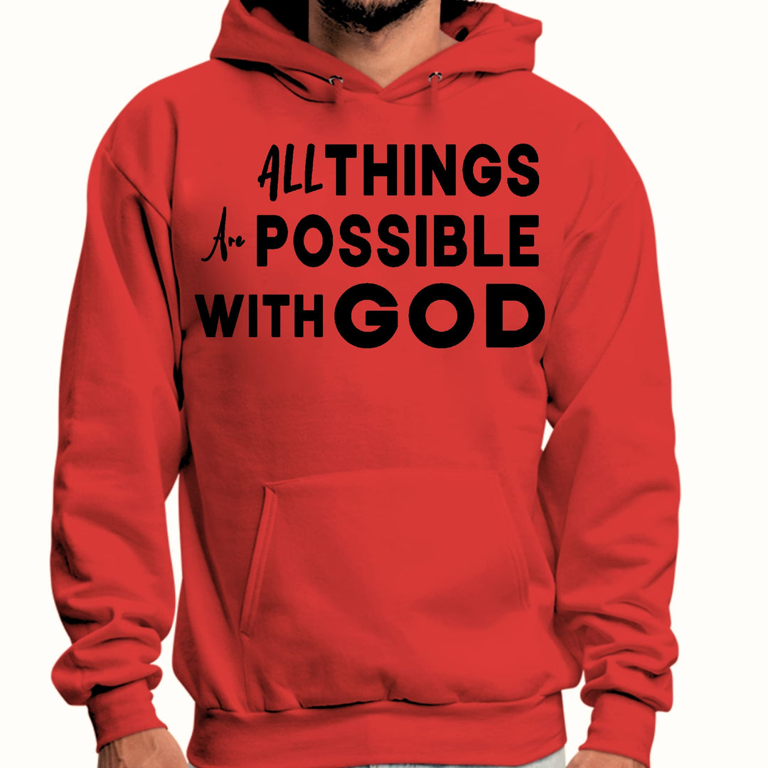 Mens Graphic Hoodie All Things are Possible with God Black - Unisex | Hoodies