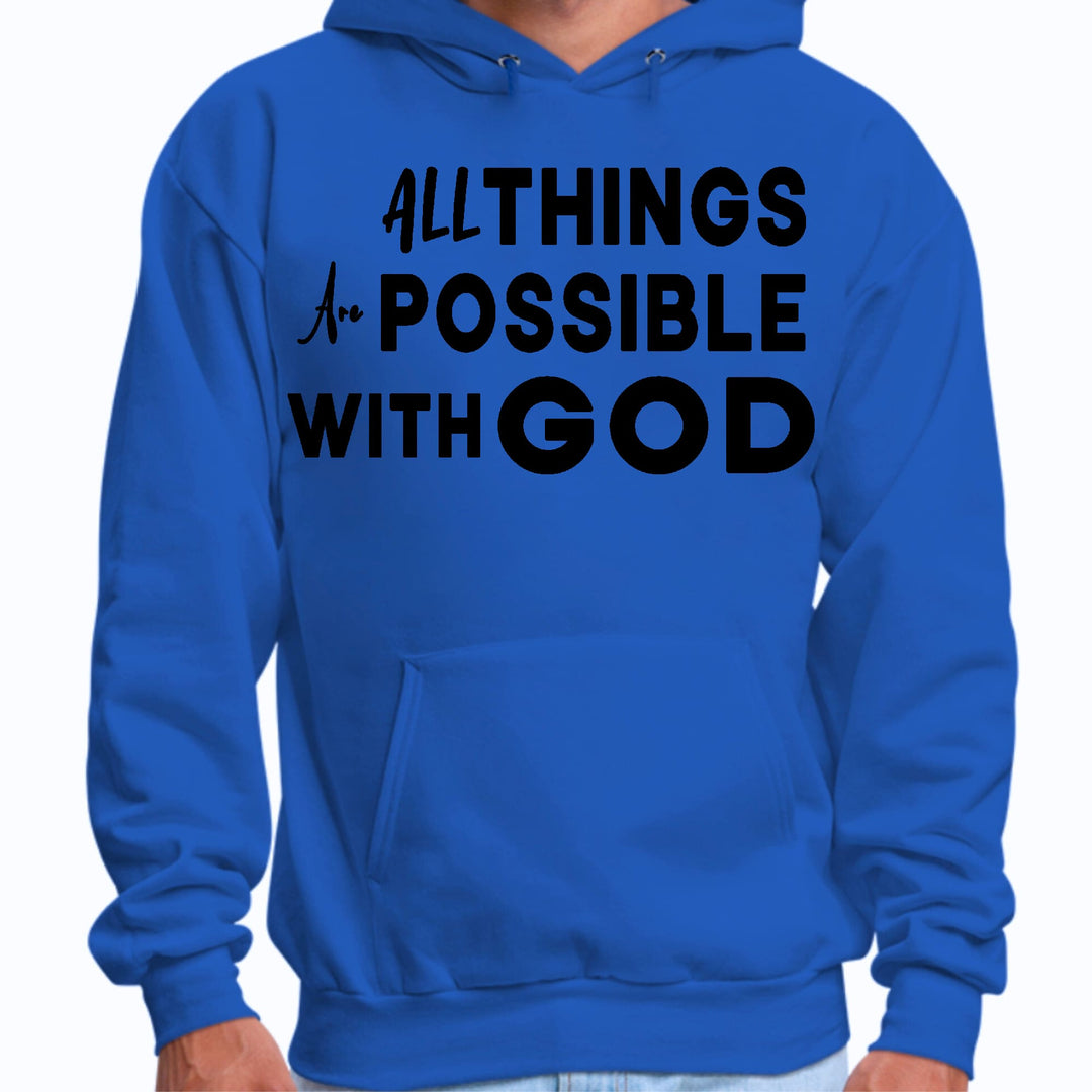 Mens Graphic Hoodie All Things are Possible with God Black - Unisex | Hoodies