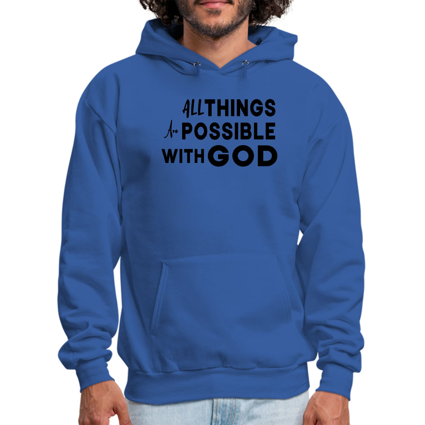Mens Graphic Hoodie All Things Are Possible With God Black - Unisex | Hoodies