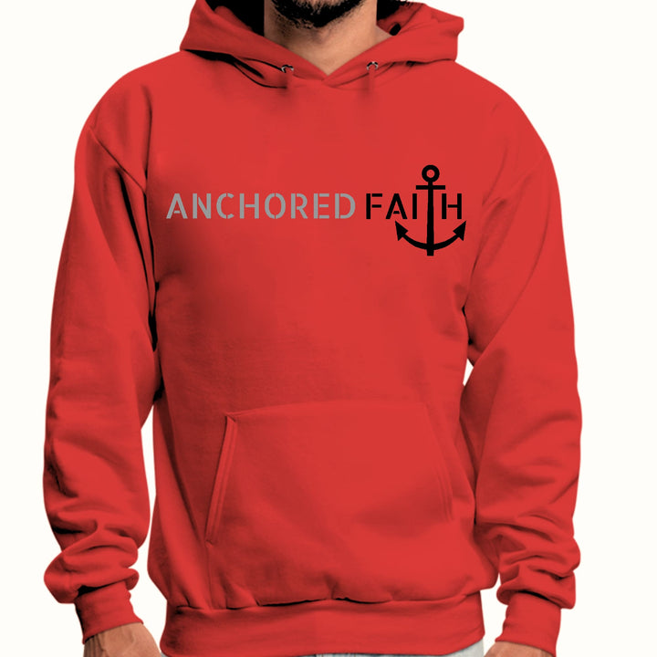 Mens Graphic Hoodie Anchored Faith Grey and Black Print - Unisex | Hoodies