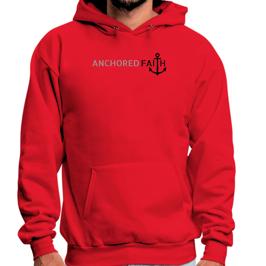 Mens Graphic Hoodie Anchored Faith Grey And Black Print - Unisex | Hoodies
