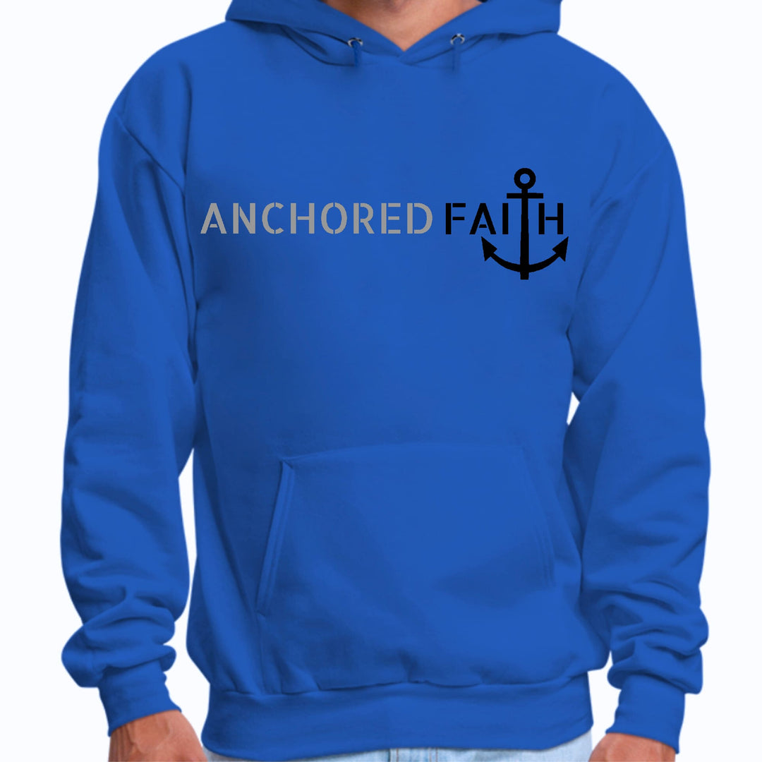 Mens Graphic Hoodie Anchored Faith Grey and Black Print - Unisex | Hoodies