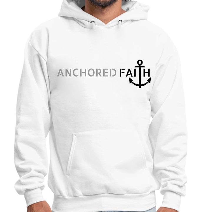 Mens Graphic Hoodie Anchored Faith Grey and Black Print - Unisex | Hoodies