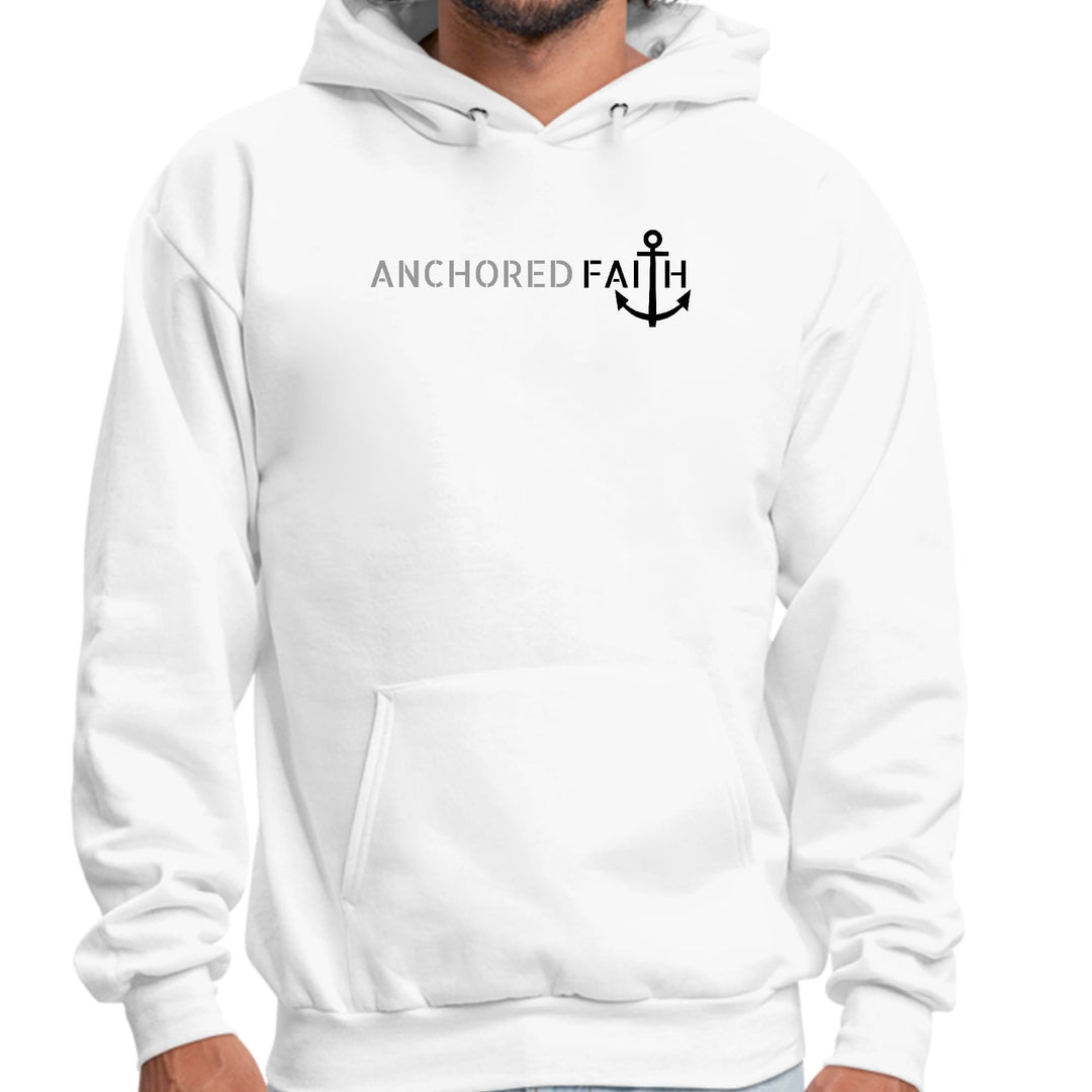 Mens Graphic Hoodie Anchored Faith Grey And Black Print - Unisex | Hoodies