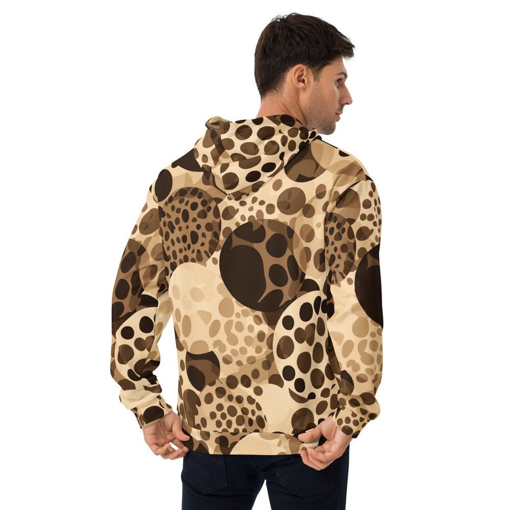 Mens Graphic Hoodie Beige Brown Spotted Print