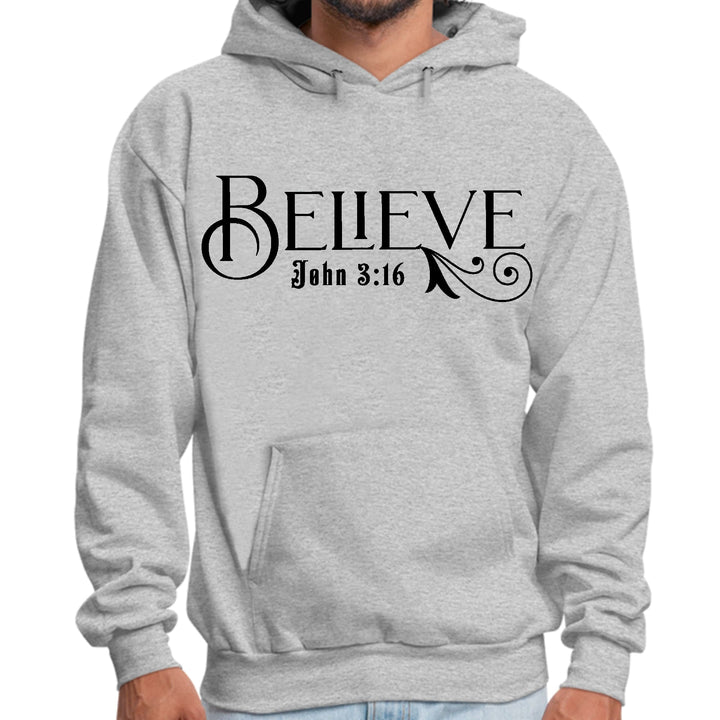 Mens Graphic Hoodie Believe John 3:16 Black Illustration - Unisex | Hoodies