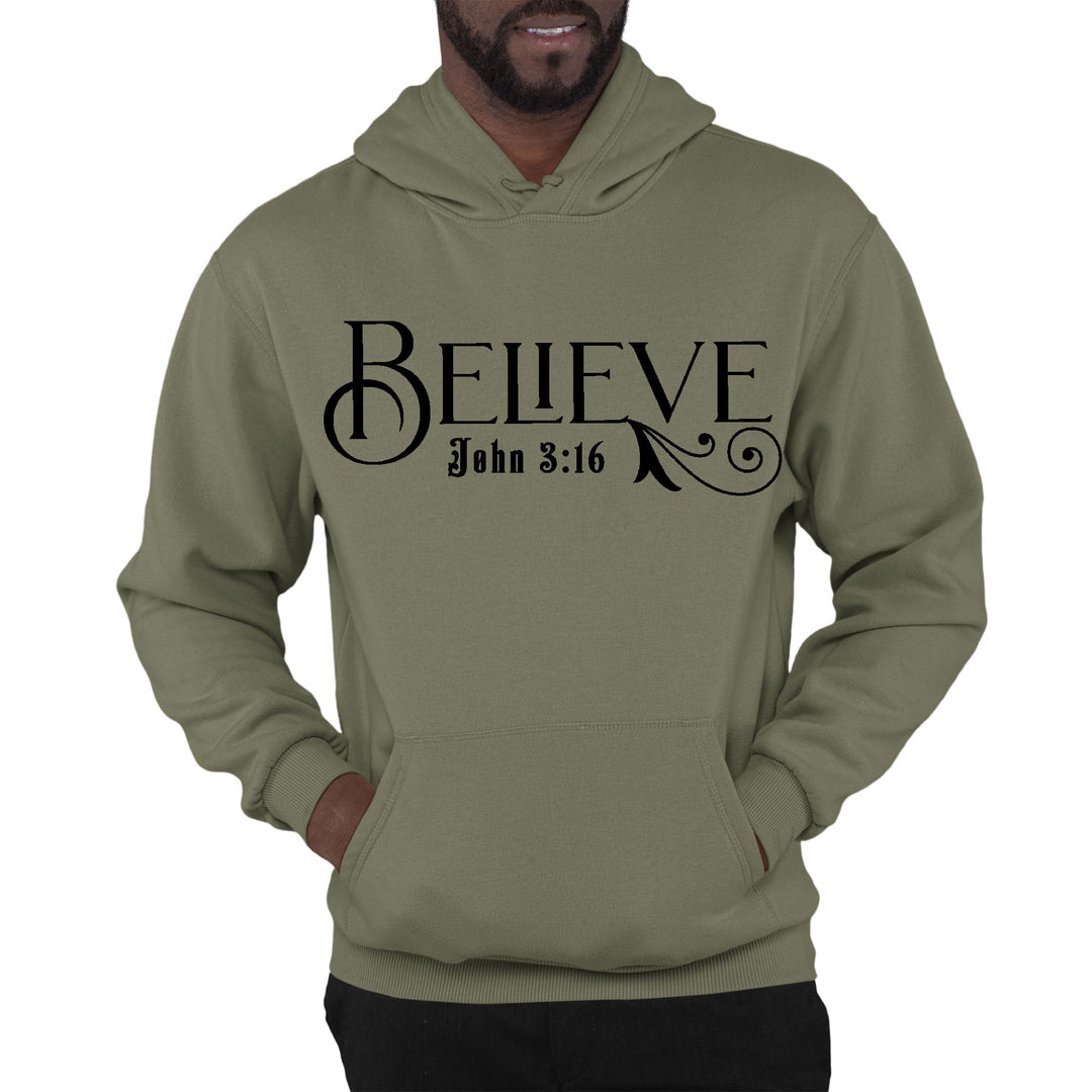 Mens Graphic Hoodie Believe John 3:16 Black Illustration - Unisex | Hoodies