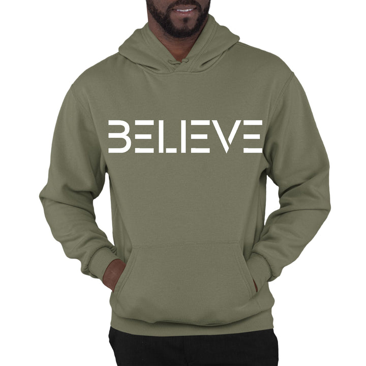 Mens Graphic Hoodie Believe White Print - Unisex | Hoodies