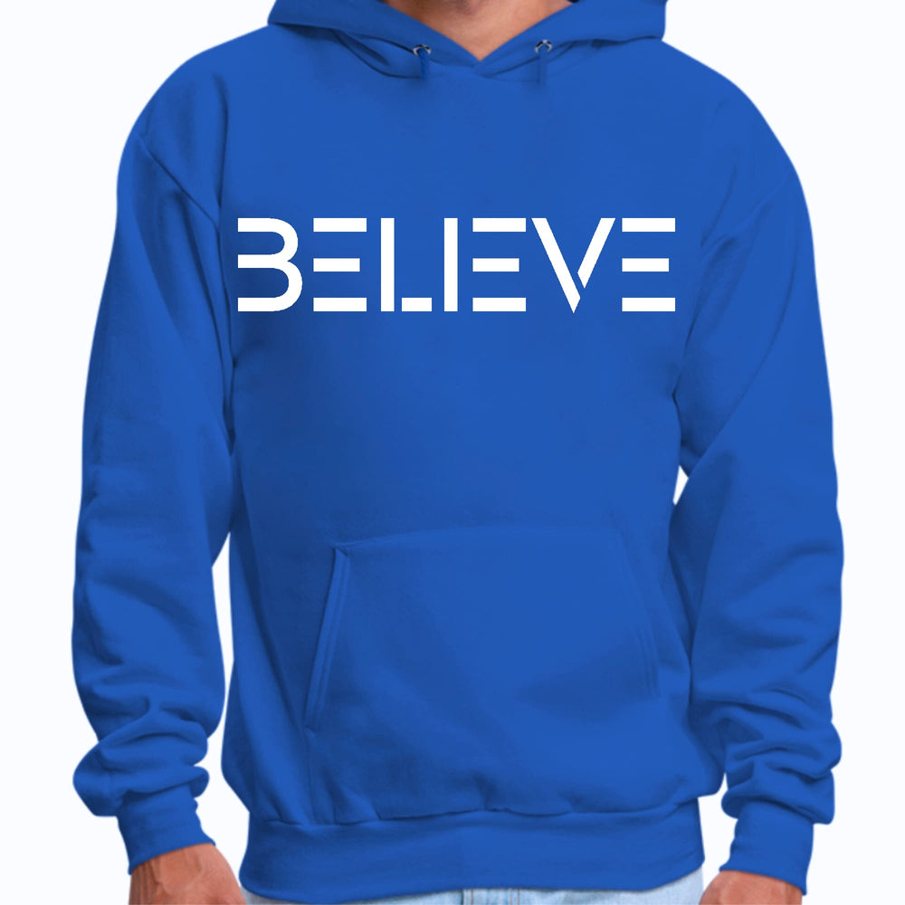 Mens Graphic Hoodie Believe White Print - Unisex | Hoodies