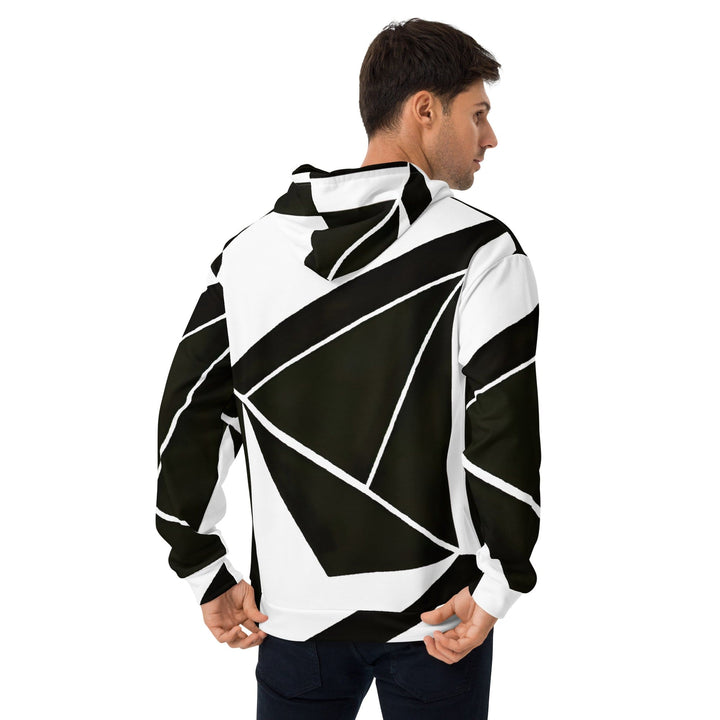 Mens Graphic Hoodie Black and White Geometric Pattern