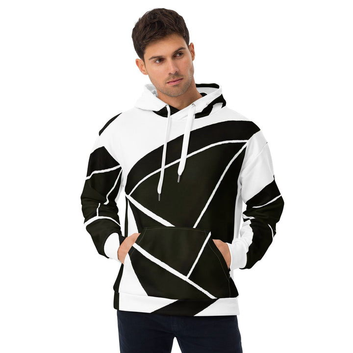 Mens Graphic Hoodie Black and White Geometric Pattern