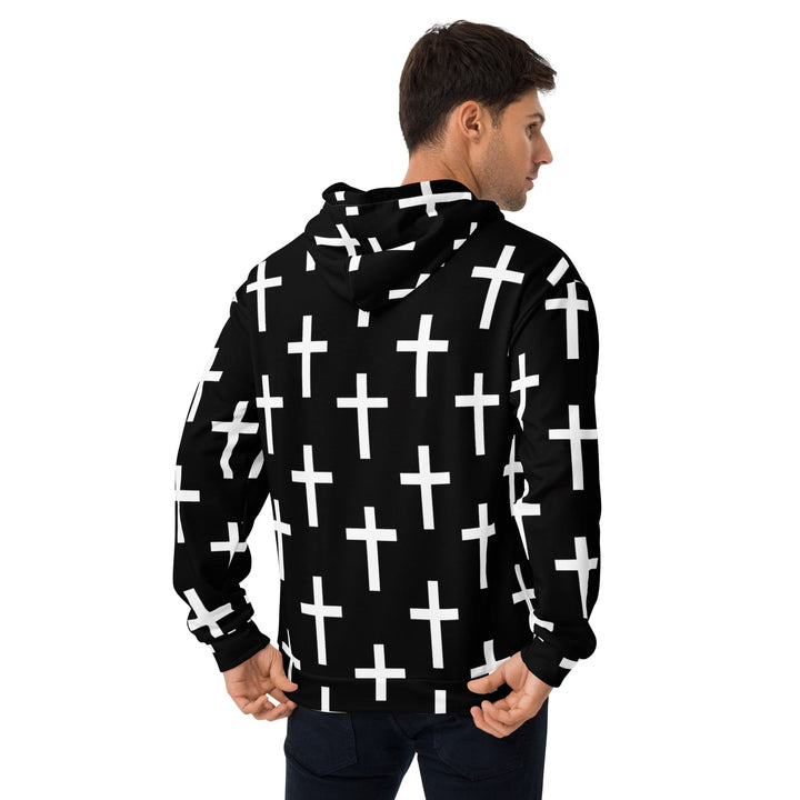 Mens Graphic Hoodie Black And White Seamless Cross Pattern - Mens | Hoodies