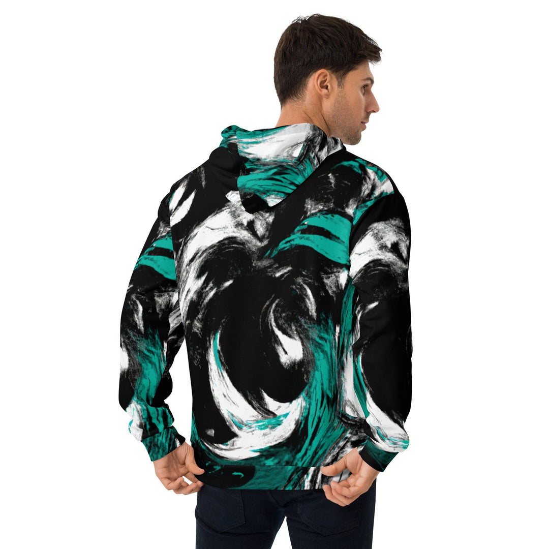 Mens Graphic Hoodie Black Green White Abstract Pattern