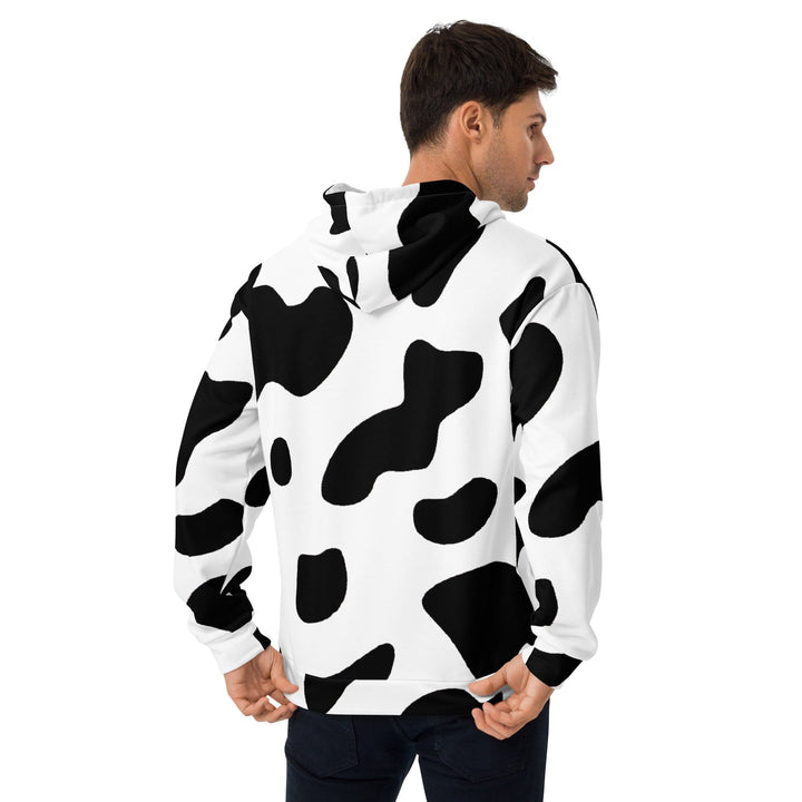 Mens Graphic Hoodie Black White Cow Print