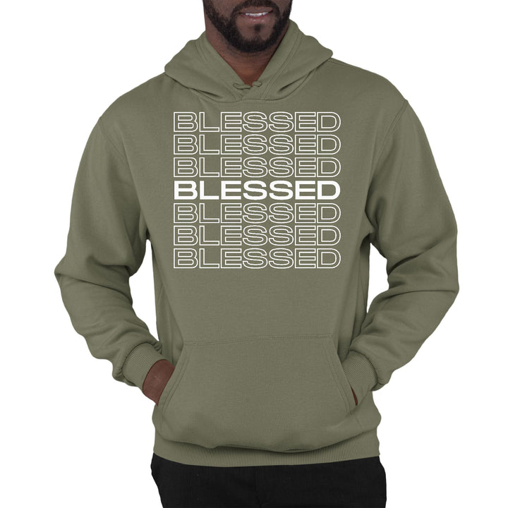 Mens Graphic Hoodie Blessed Stacked Print - Unisex | Hoodies