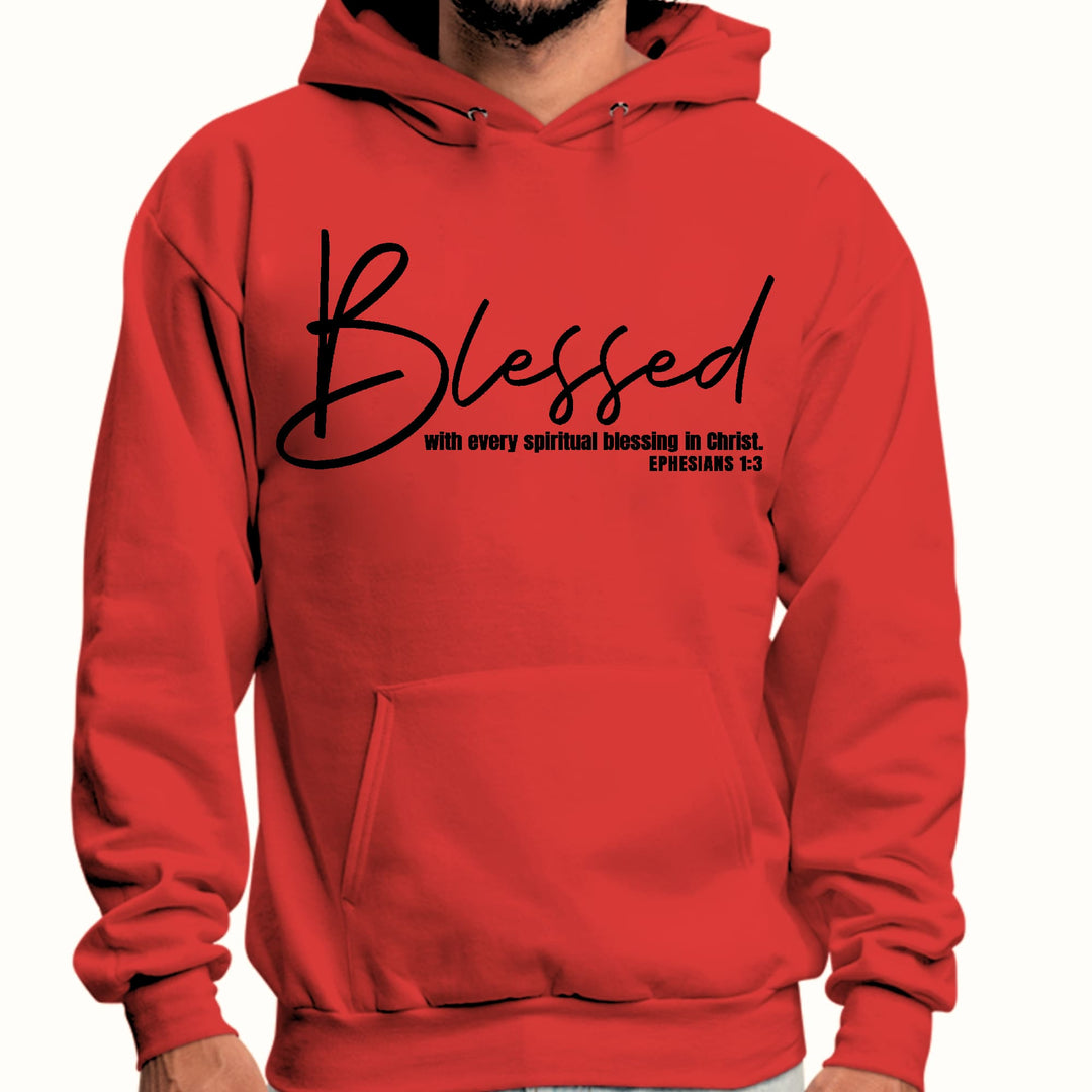 Mens Graphic Hoodie Blessed with Every Spiritual Blessing Black Print - Unisex