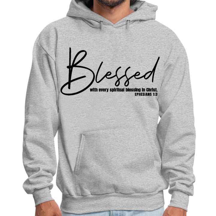 Mens Graphic Hoodie Blessed with Every Spiritual Blessing Black Print - Unisex