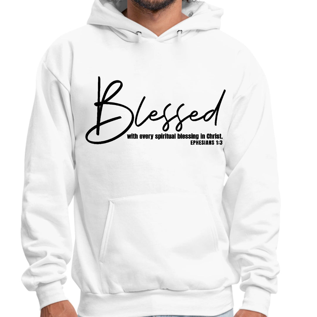 Mens Graphic Hoodie Blessed with Every Spiritual Blessing Black Print - Unisex