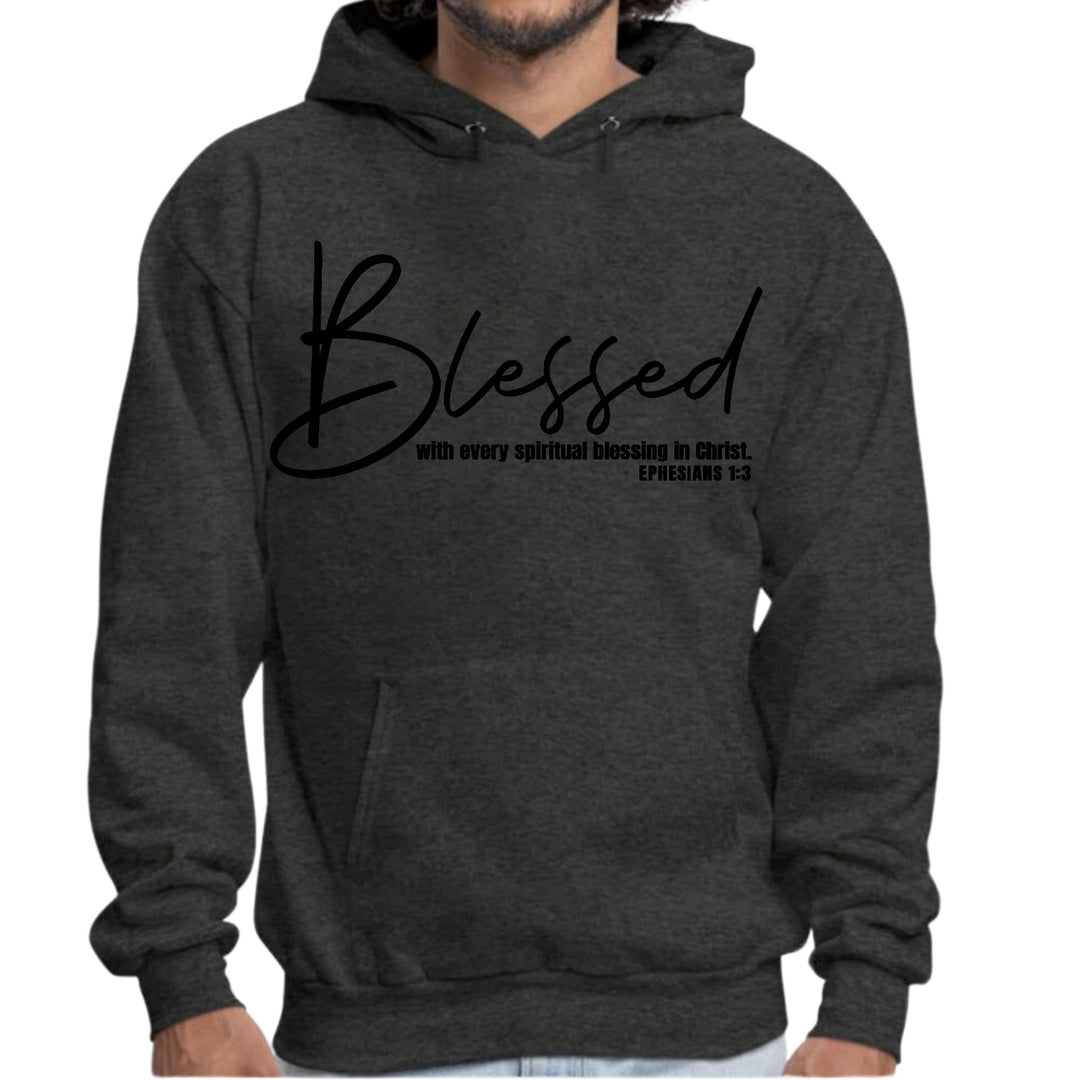 Mens Graphic Hoodie Blessed with Every Spiritual Blessing Black Print - Unisex