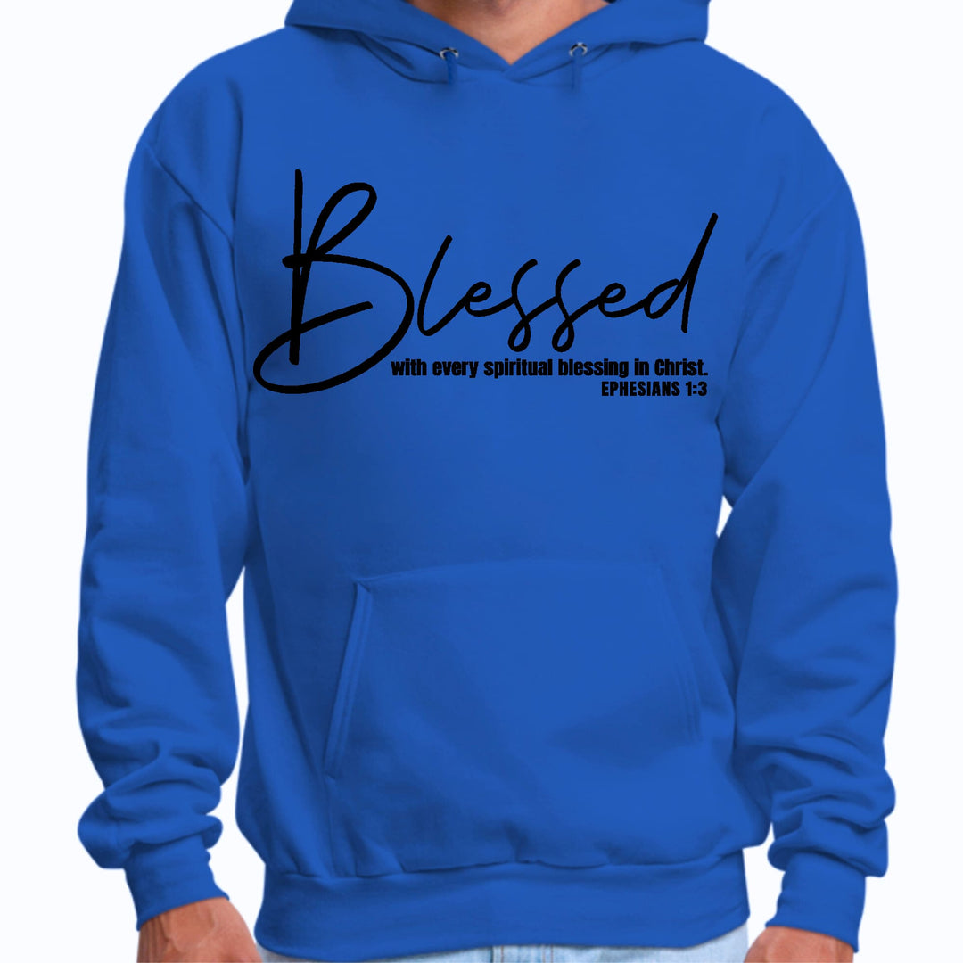 Mens Graphic Hoodie Blessed with Every Spiritual Blessing Black Print - Unisex