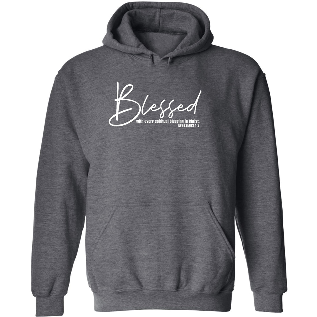 Mens Graphic Hoodie Blessed With Every Spiritual Blessing White Print - Unisex
