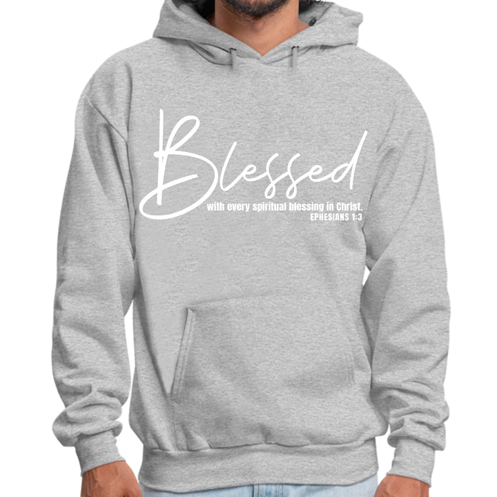 Mens Graphic Hoodie Blessed with Every Spiritual Blessing White Print - Unisex