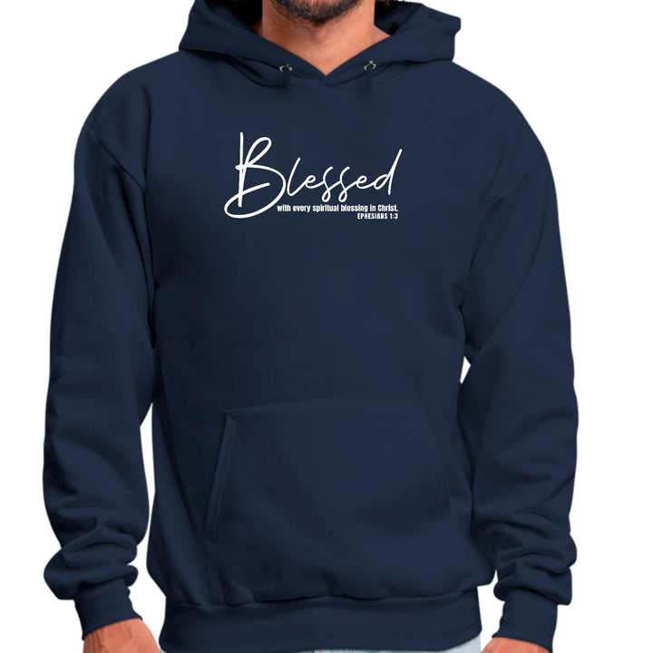 Mens Graphic Hoodie Blessed With Every Spiritual Blessing White Print - Unisex