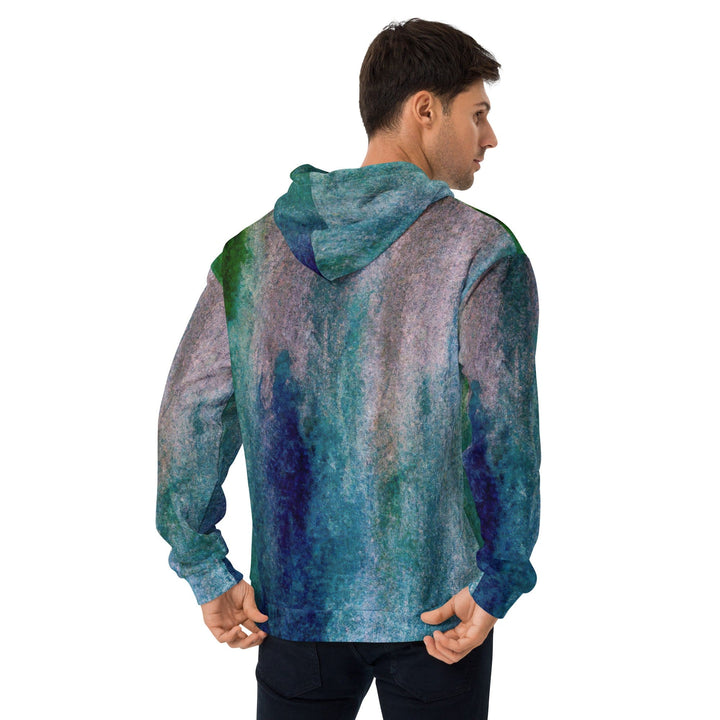Mens Graphic Hoodie Blue Hue Watercolor Abstract Print