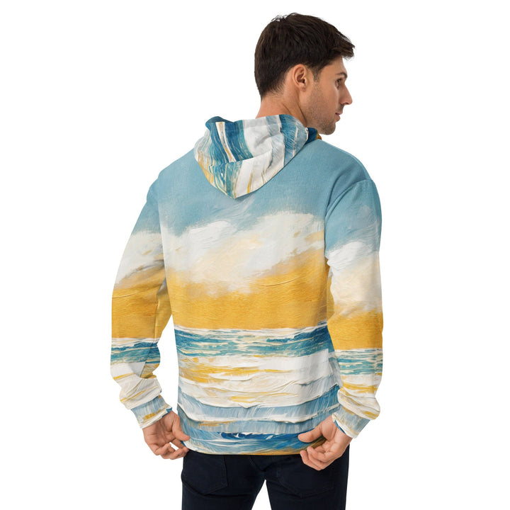 Mens Graphic Hoodie Blue Ocean Golden Sunset Print 4