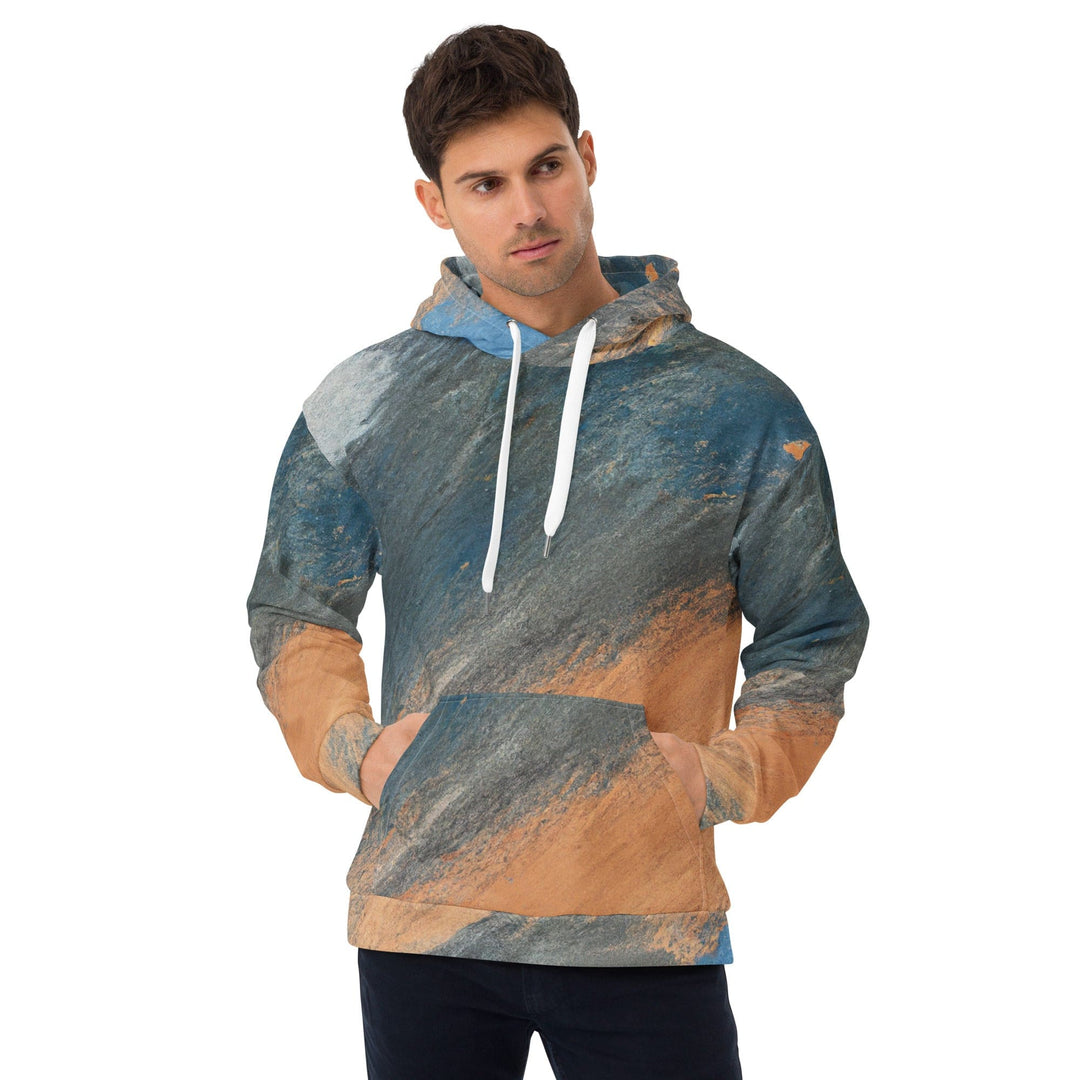 Mens Graphic Hoodie Blue Orange Abstract Pattern