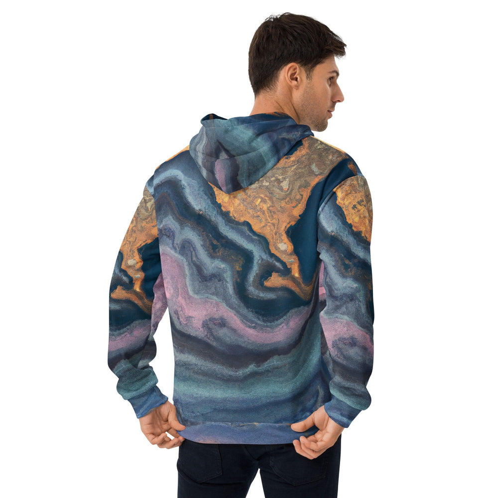 Mens Graphic Hoodie Blue Pink Marble Swirl Print