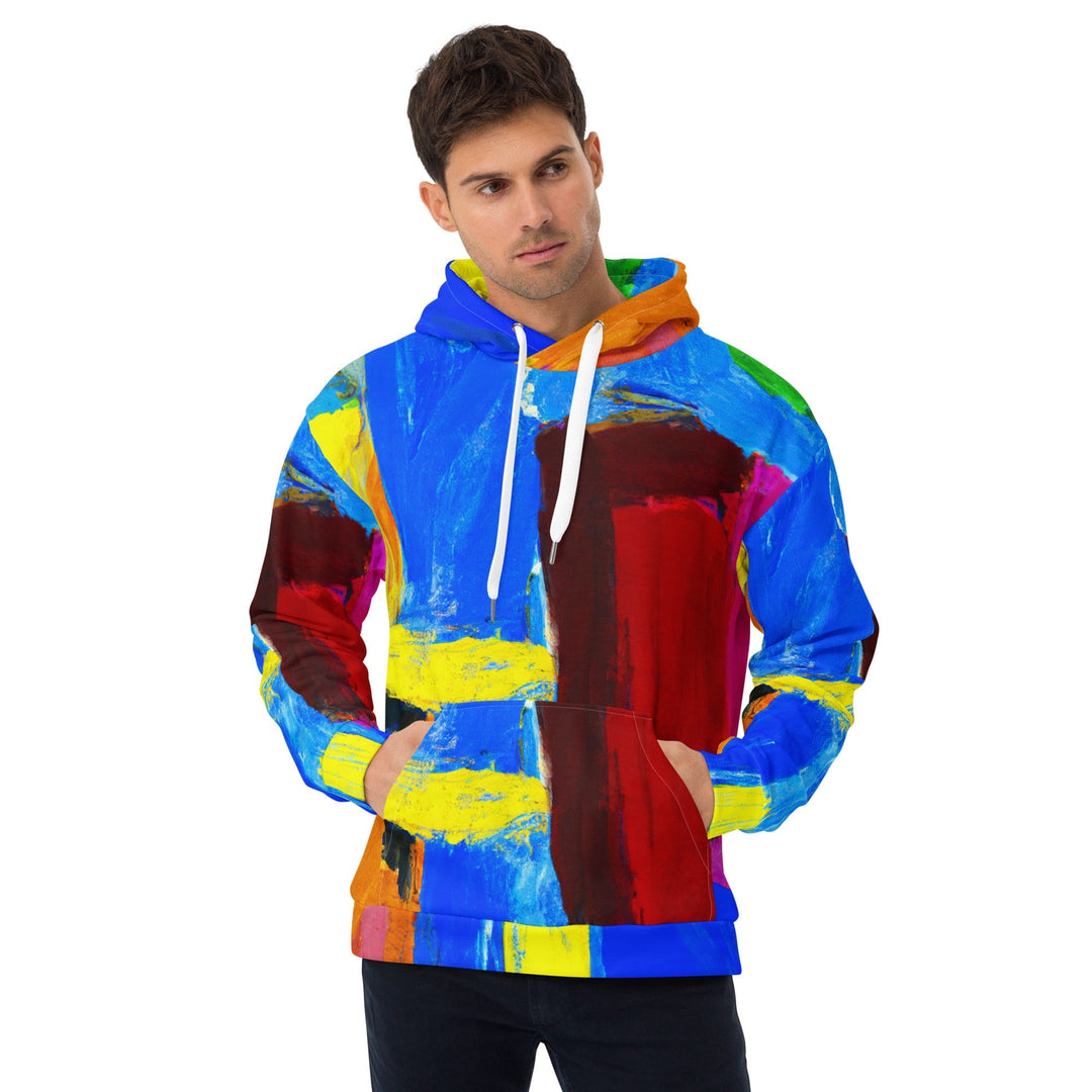 Mens Graphic Hoodie Blue Red Abstract Pattern