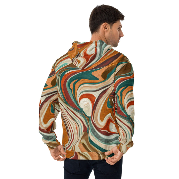 Mens Graphic Hoodie Boho Brown Marble Print