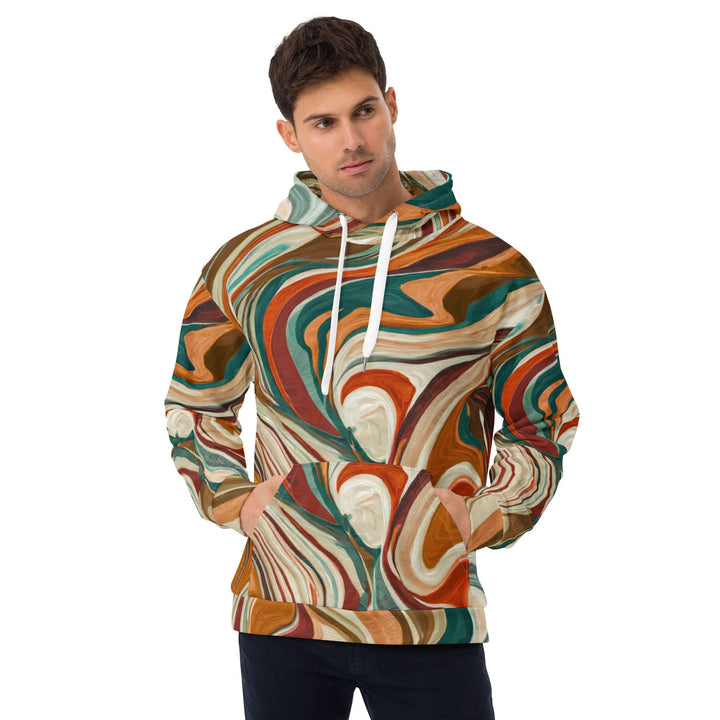 Mens Graphic Hoodie Boho Brown Marble Print