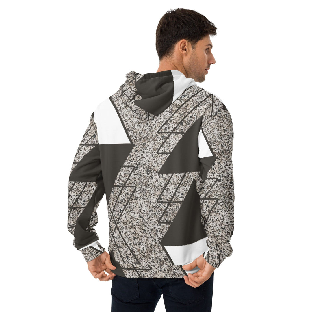 Mens Graphic Hoodie Brown And White Triangular Colorblock