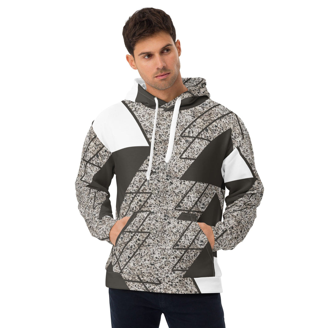 Mens Graphic Hoodie Brown And White Triangular Colorblock