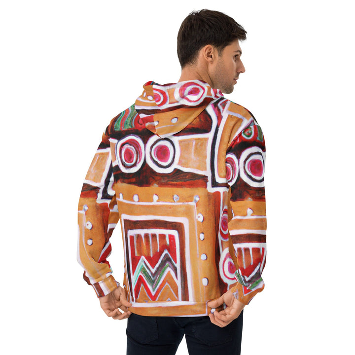 Mens Graphic Hoodie Brown Orange Green Aztec Pattern