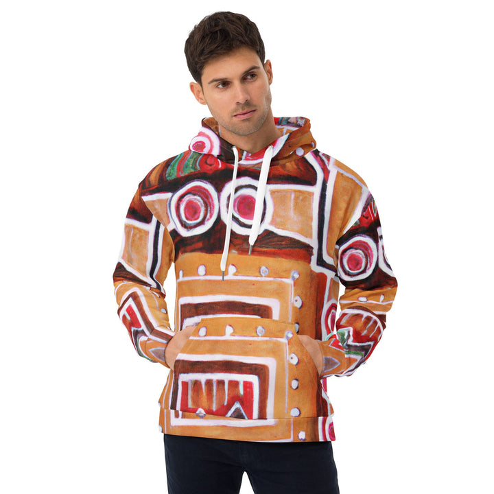 Mens Graphic Hoodie Brown Orange Green Aztec Pattern