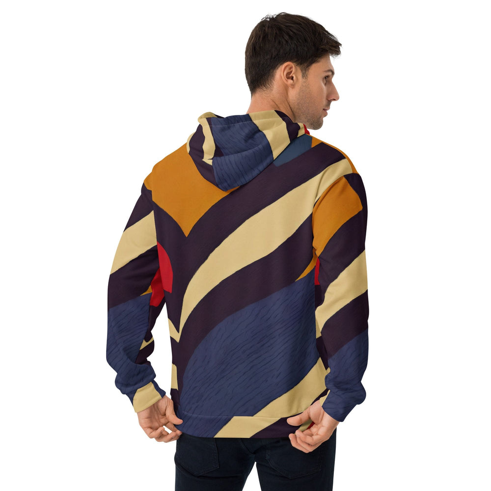 Mens Graphic Hoodie Brown Red Blue Colorblock Lines